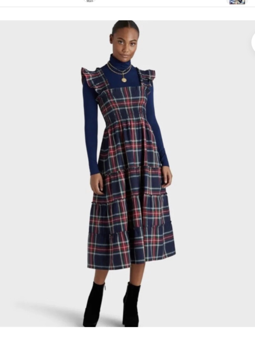 Hill House Navy Tartan Ellie Nap Dress Size Large Pristine Condition